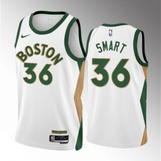 Men's Boston Celtics #36 Marcus Smart White 2023 24 City Edition Stitched Basketball Jersey
