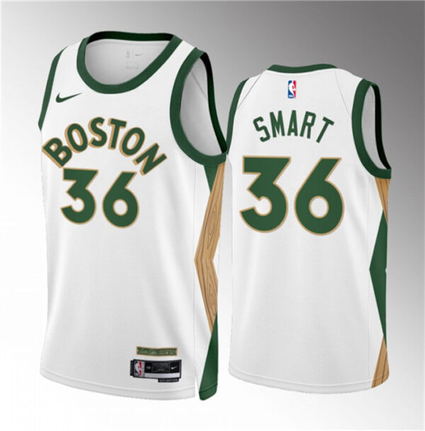 Men's Boston Celtics #36 Marcus Smart White 2023 24 City Edition Stitched Basketball Jersey