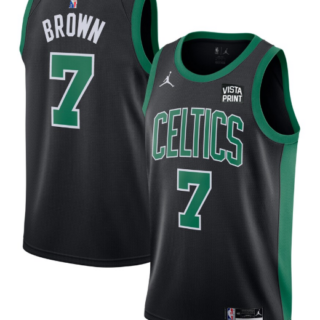 Men's Boston Celtics #7 Jaylen Brown 75th Anniversary Black Stitched Basketball Jersey