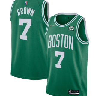 Men's Boston Celtics #7 Jaylen Brown 75th Anniversary Green Stitched Basketball Jersey