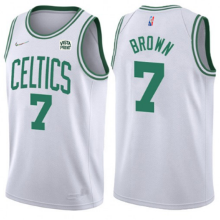 Men's Boston Celtics #7 Jaylen Brown 75th Anniversary White Stitched Basketball Jersey