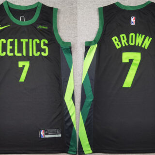 Men's Boston Celtics #7 Jaylen Brown Black 2024 City Edition Stitched Basketball Jersey