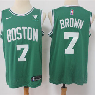 Men's Boston Celtics #7 Jaylen Brown Green 2021 Nike Swingman Stitched NBA Jersey With NEW Sponsor Logo