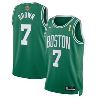 Men's Boston Celtics #7 Jaylen Brown Green 2024 Finals Champions Icon Edition Stitched Basketball Jersey