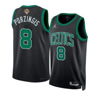 Men's Boston Celtics #8 Kristaps Porzingis Black 2024 Finals Statement Edition Stitched Basketball Jersey
