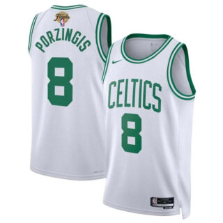 Men's Boston Celtics #8 Kristaps Porzingis White 2024 Finals Association Edition Stitched Basketball Jersey