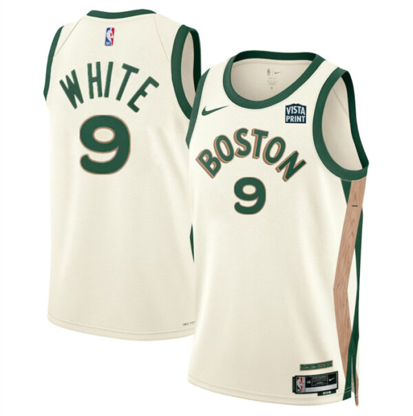 Men's Boston Celtics #9 Derrick White White 2023 24 City Edition Stitched Basketball Jersey