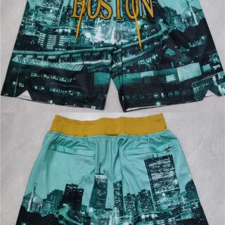 Men's Boston Celtics Aqua Black Shorts (Run Small)