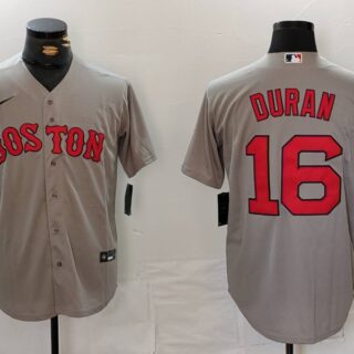 Men's Boston Red Sox #16 Jarren Duran Grey Stitched Baseball Jersey
