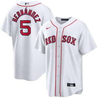 Men's Boston Red Sox #5 Enrique Hernandez White Cool Base Jersey