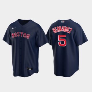 Men's Boston Red Sox #5 Kike Hernandez Navy Cool Base Stitched Baseball Jersey