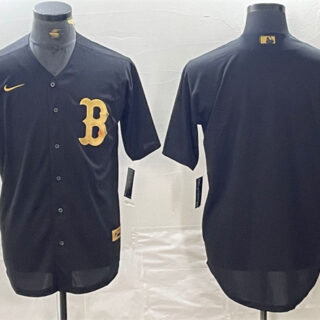 Men's Boston Red Sox Blank Black Cool Base Stitched Baseball Jersey