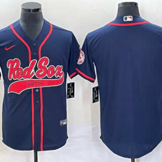 Men's Boston Red Sox Blank Navy Cool Base Stitched Baseball Jersey