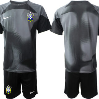Men's Brazil Black Goalkeeper 2022 FIFA World Cup Soccer Jersey Suit