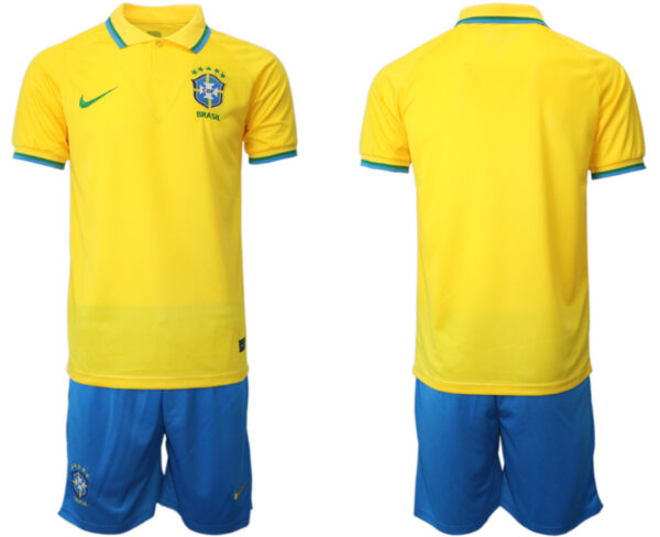 Men's Brazil Blank Yellow Home Soccer Jersey Suit