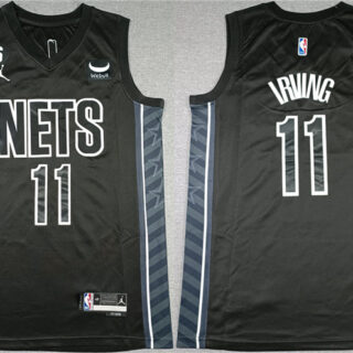Men's Brooklyn Nets #11 Kyrie Irving Black2022-23 Statement Edition No.6 Patch Stitched Basketball Jersey