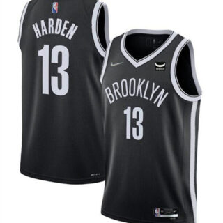 Men's Brooklyn Nets #13 James Harden 75th Anniversary Black Stitched Basketball Jersey