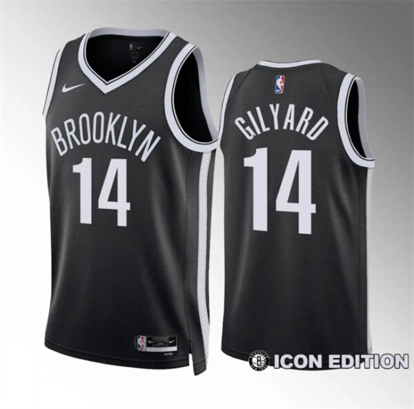 Men's Brooklyn Nets #14 Jacob Gilyard Black Icon Edition Stitched Basketball Jersey