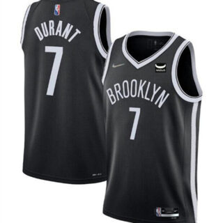 Men's Brooklyn Nets #7 Kevin Durant 2021 75th Anniversary Black Stitched Basketball Jersey