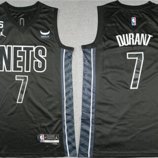 Men's Brooklyn Nets #7 Kevin Durant Black2022-23 Statement Edition No.6 Patch Stitched Basketball Jersey
