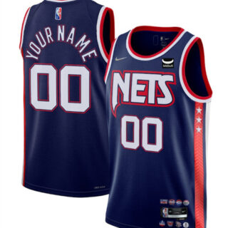 Men's Brooklyn Nets Active Player Custom 2021 2022 Navy Swingman City Edition 75th Anniversary Stitched Basketball Jersey