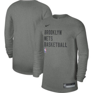 Men's Brooklyn Nets Heather Gray 2023 24 Legend On-Court Practice Long Sleeve T-Shirt