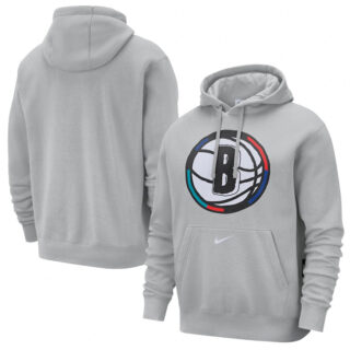 Men's Brooklyn Nets Silver 2024 25 City Edition Essential Club Pullover Hoodie