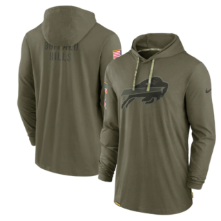 Men's Buffalo Bills 2022 Olive Salute To Service Tonal Pullover Hoodie