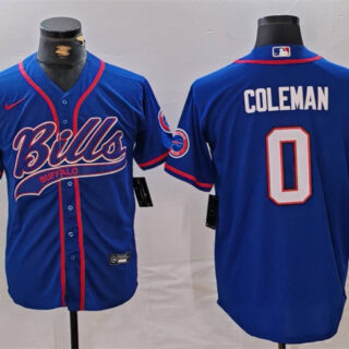 Men's Buffalo Bills #0 Keon Coleman Blue With Patch Cool Base Stitched Baseball Jersey