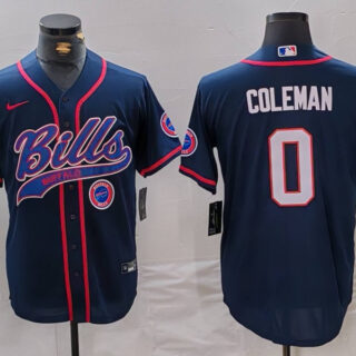 Men's Buffalo Bills #0 Keon Coleman Navy With Patch Cool Base Stitched Baseball Jerseys