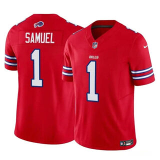Men's Buffalo Bills #1 Curtis Samuel Red 2023 F.U.S.E. Vapor Untouchable Limited Stitched Football Jersey