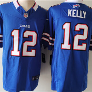 Men's Buffalo Bills #12 Jim Kelly Blue 2023 F.U.S.E. Vapor Untouchable Limited Stitched Jersey