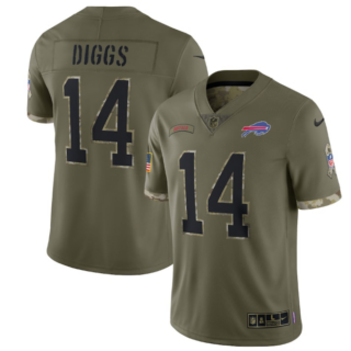 Men's Buffalo Bills #14 Stefon Diggs Olive 2022 Salute To Service Limited Stitched Jersey