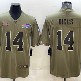 Men's Buffalo Bills #14 Stefon Diggs Olive 2022 Salute To Service Limited Stitched Jersey