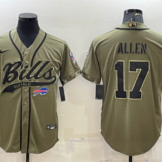 Men's Buffalo Bills #17 Josh Allen 2022 Olive Salute To Service Cool Base Stitched Baseball Jersey