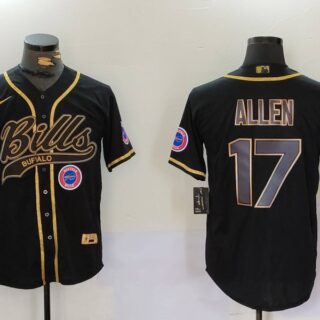 Men's Buffalo Bills #17 Josh Allen Black Cool Base Stitched Baseball Jerseys