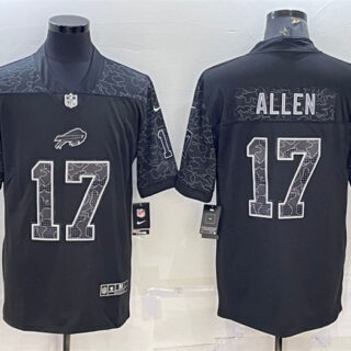 Men's Buffalo Bills #17 Josh Allen Black Reflective Limited Stitched Football Jersey