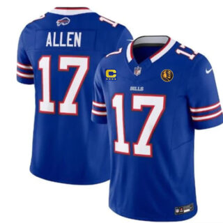 Men's Buffalo Bills #17 Josh Allen Blue 2023 F.U.S.E. With 4-Star C Ptach And John Madden Patch Vapor Limited Stitched Football Jersey