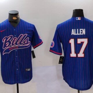 Men's Buffalo Bills #17 Josh Allen Blue Team Cool Base Stitched Baseball Jerseys