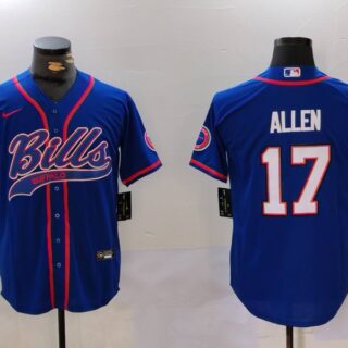 Men's Buffalo Bills #17 Josh Allen Blue Team Cool Base Stitched Baseball Jersey