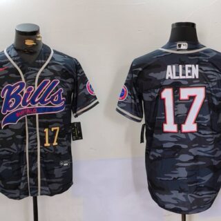 Men's Buffalo Bills #17 Josh Allen Camo Team Cool Base Stitched Baseball Jerseys