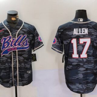 Men's Buffalo Bills #17 Josh Allen Camo Team Cool Base Stitched Baseball Jerseys