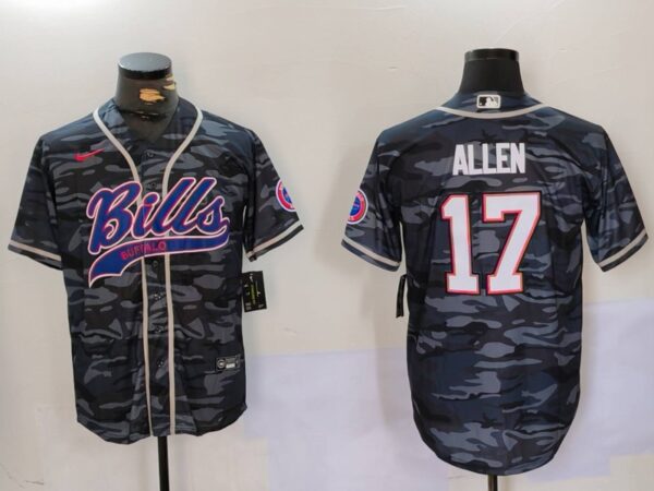 Men's Buffalo Bills #17 Josh Allen Camo Team Cool Base Stitched Baseball Jerseys