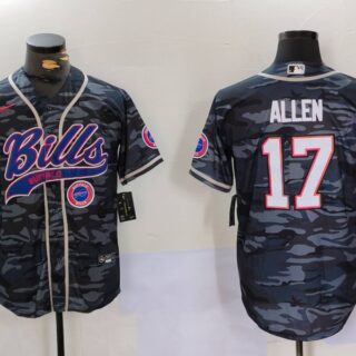 Men's Buffalo Bills #17 Josh Allen Camo Team Cool Base Stitched Baseball Jersey