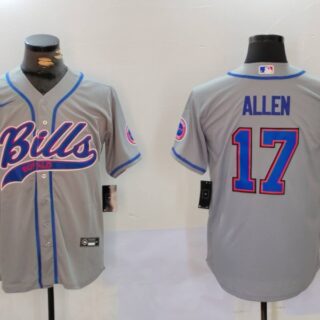 Men's Buffalo Bills #17 Josh Allen Grey Team Cool Base Stitched Baseball Jerseys