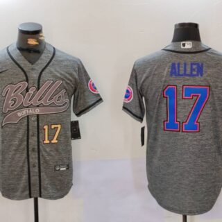 Men's Buffalo Bills #17 Josh Allen Grey Team Cool Base Stitched Baseball Jerseys