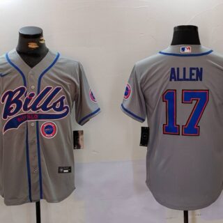 Men's Buffalo Bills #17 Josh Allen Grey Team Cool Base Stitched Baseball Jerseys