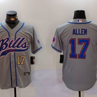 Men's Buffalo Bills #17 Josh Allen Grey Team Cool Base Stitched Baseball Jersey