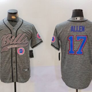 Men's Buffalo Bills #17 Josh Allen Grey Team Cool Base Stitched Baseball Jerseys