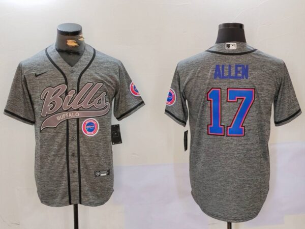 Men's Buffalo Bills #17 Josh Allen Grey Team Cool Base Stitched Baseball Jerseys